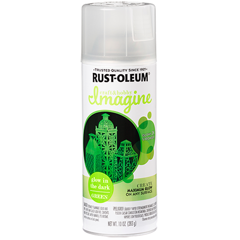 Rust-oleum glow in the dark will work, but you have to paint first with a  neon color such as key lime gloss.