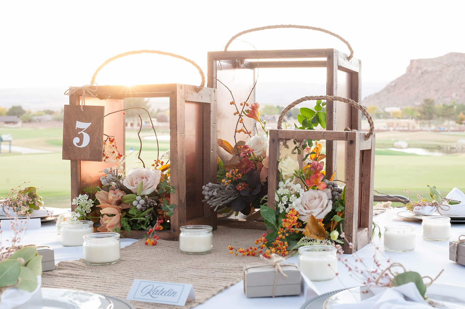 rustic lantern centerpieces