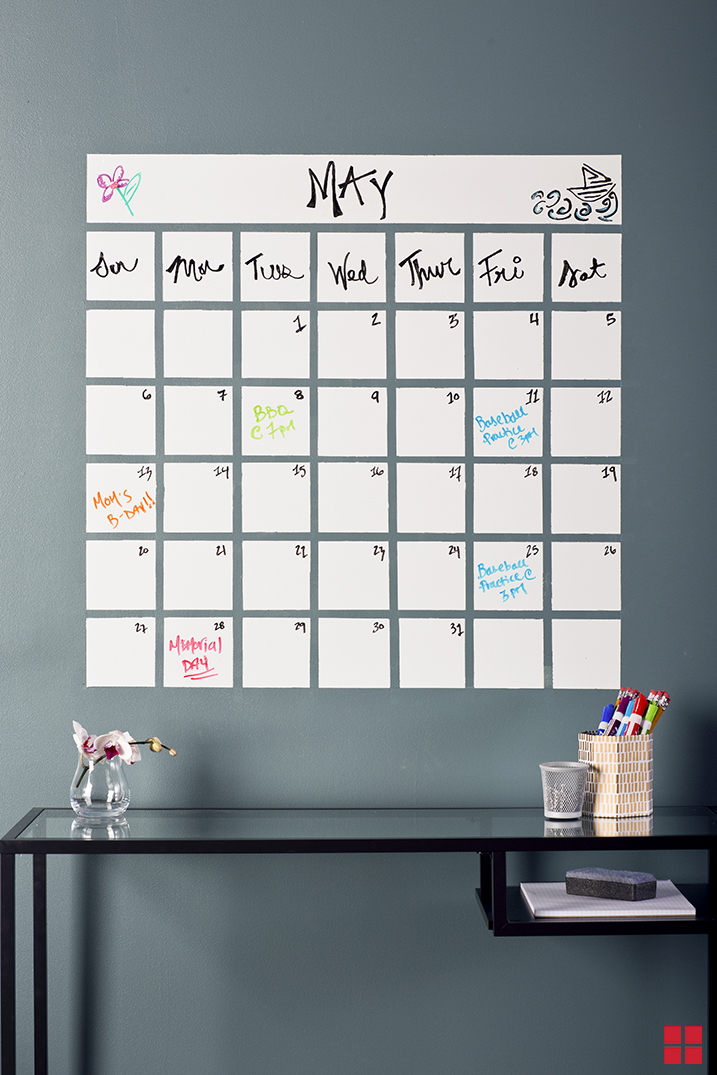 Dry Erase Paint Calendar