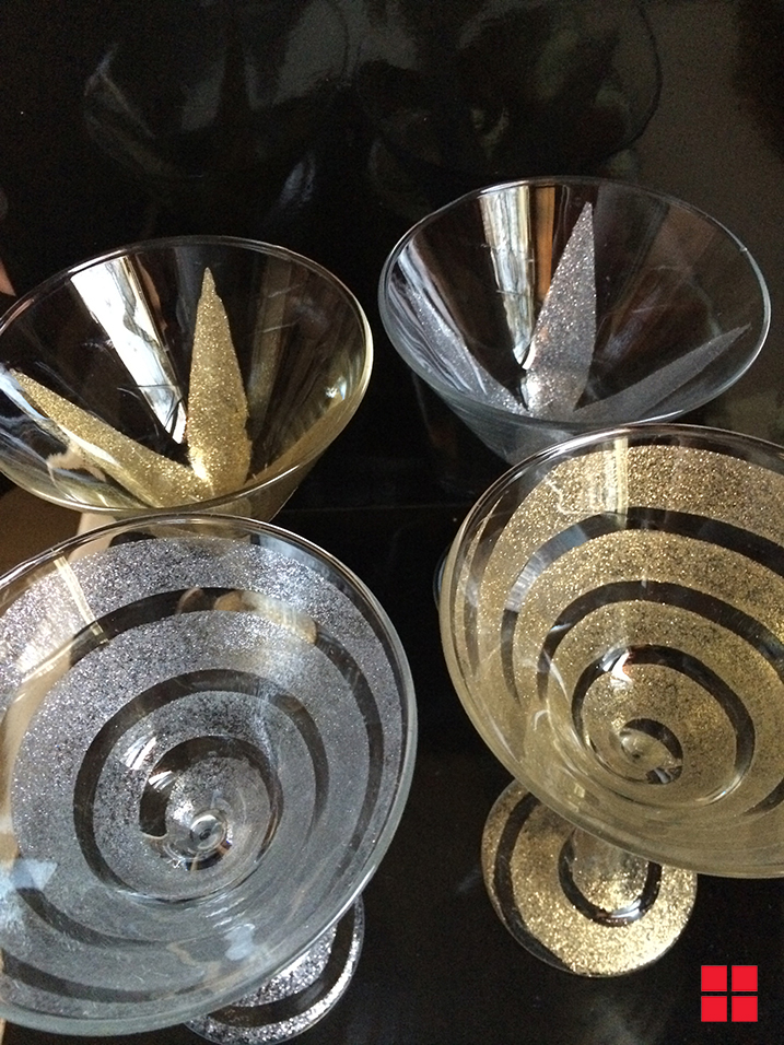 DIY Glitter Martini Glasses