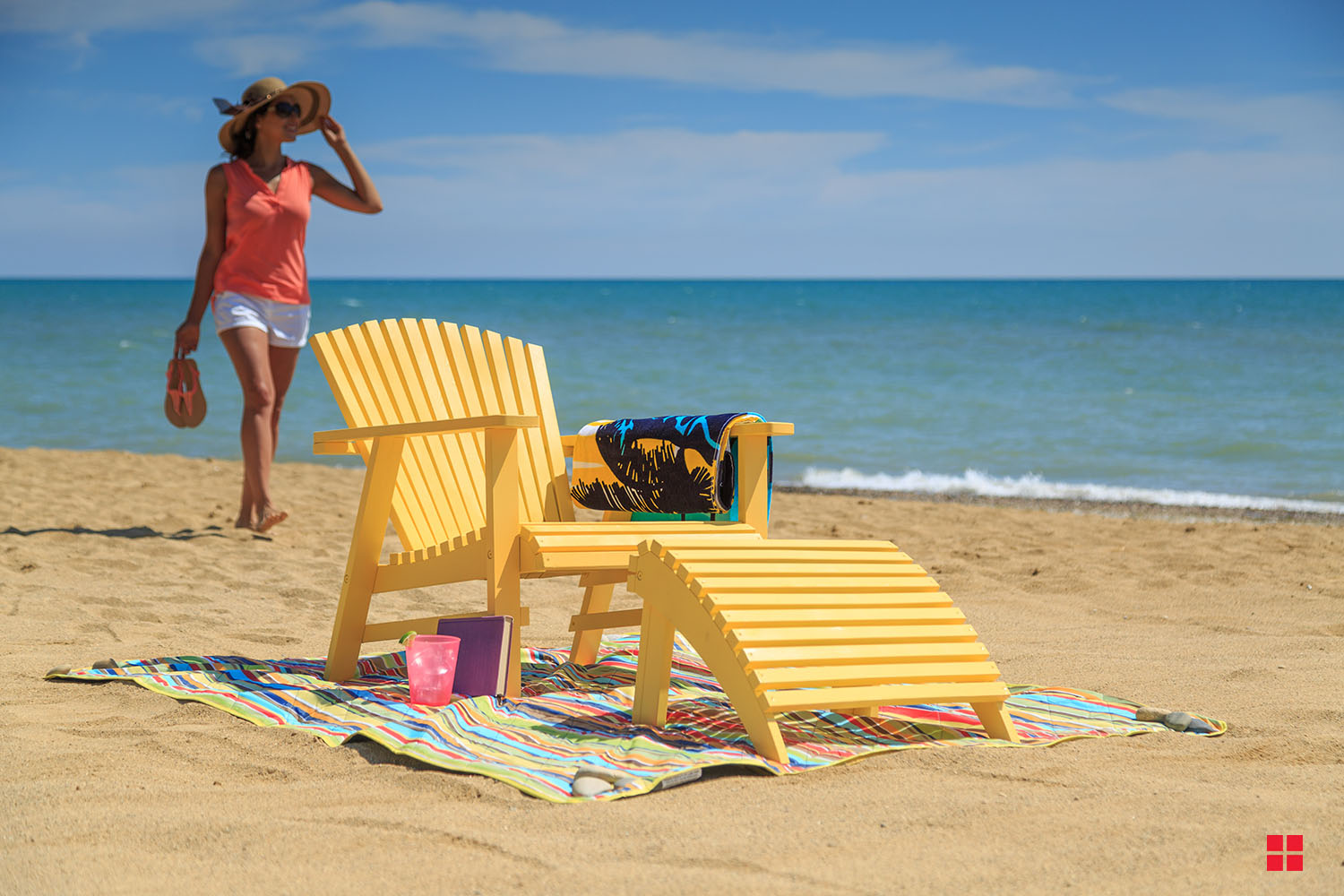 paintings of adirondack chairs on the beach