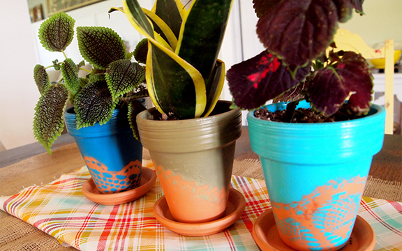 Stenciled Flower Pots
