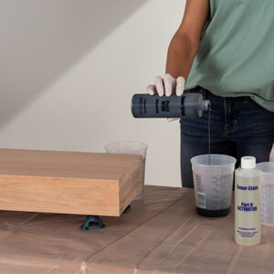 Pouring Varathane Tinted Super Glaze Base Into Clean Cup