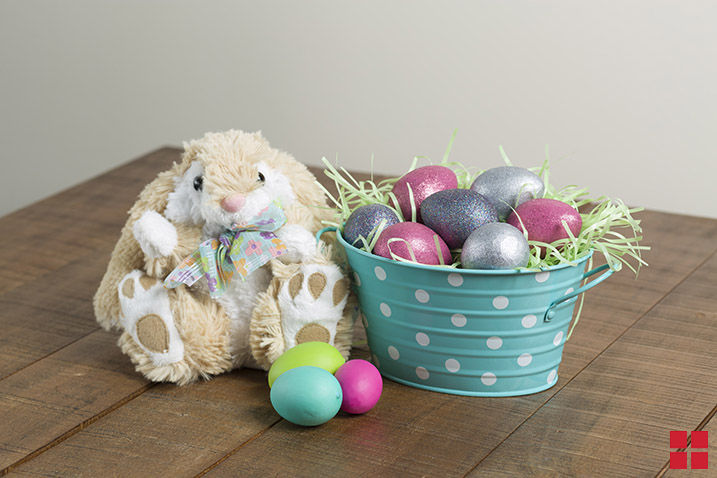 Easter Eggs Painted with Pink and Silver Glitter