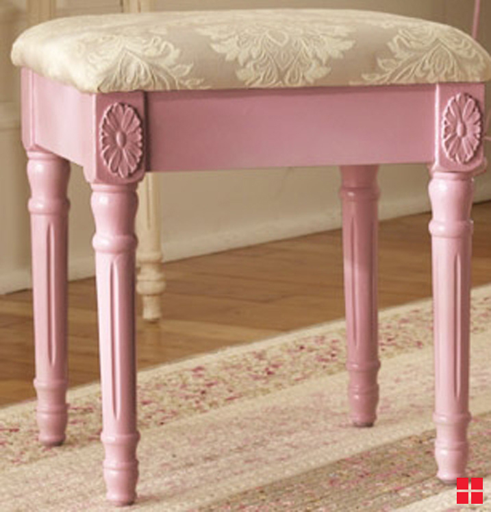 Vanity stool painted pink