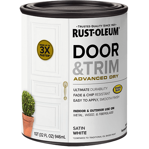 Rust-Oleum 369383 Advanced Dry Door & Trim Paint, Quart, Satin Black