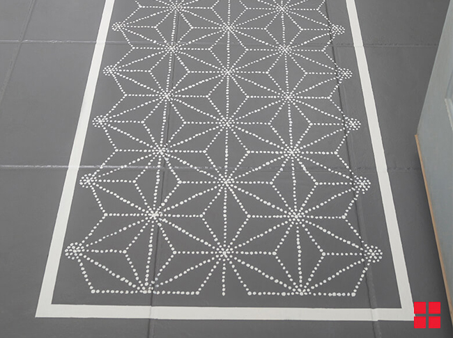 Laundry Room Stenciled Floor Paint After