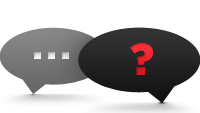 Ellipsis and question mark inside thought bubbles.