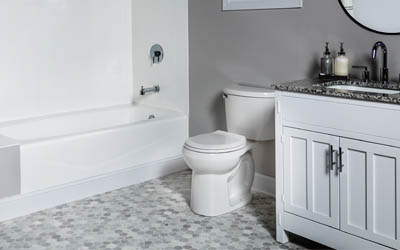 A white color painted bathroom