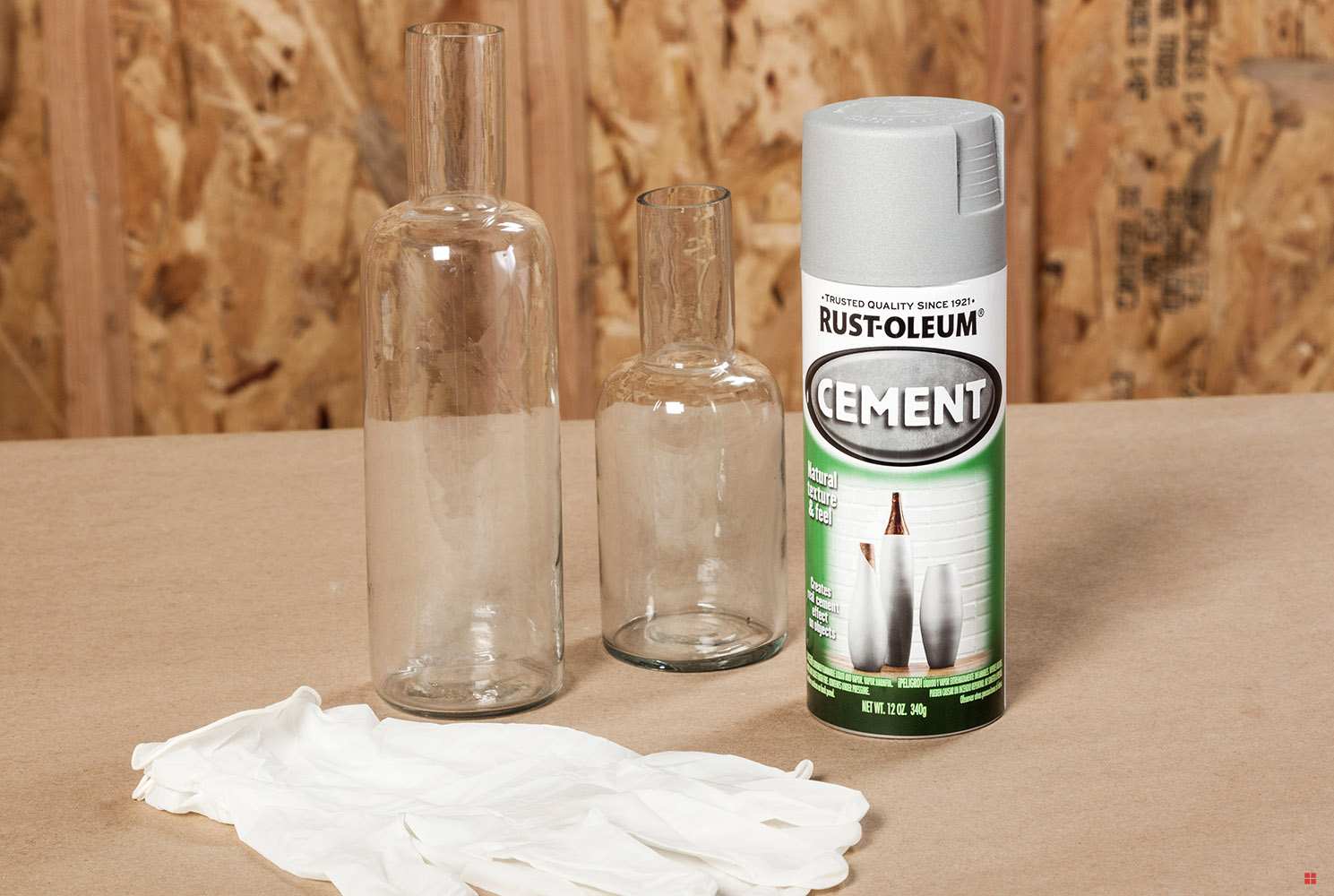 Glass Vases With Cement Spray Paint