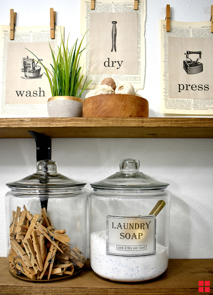 DIY Laundry Soap Jar & Aged Wood Shelf