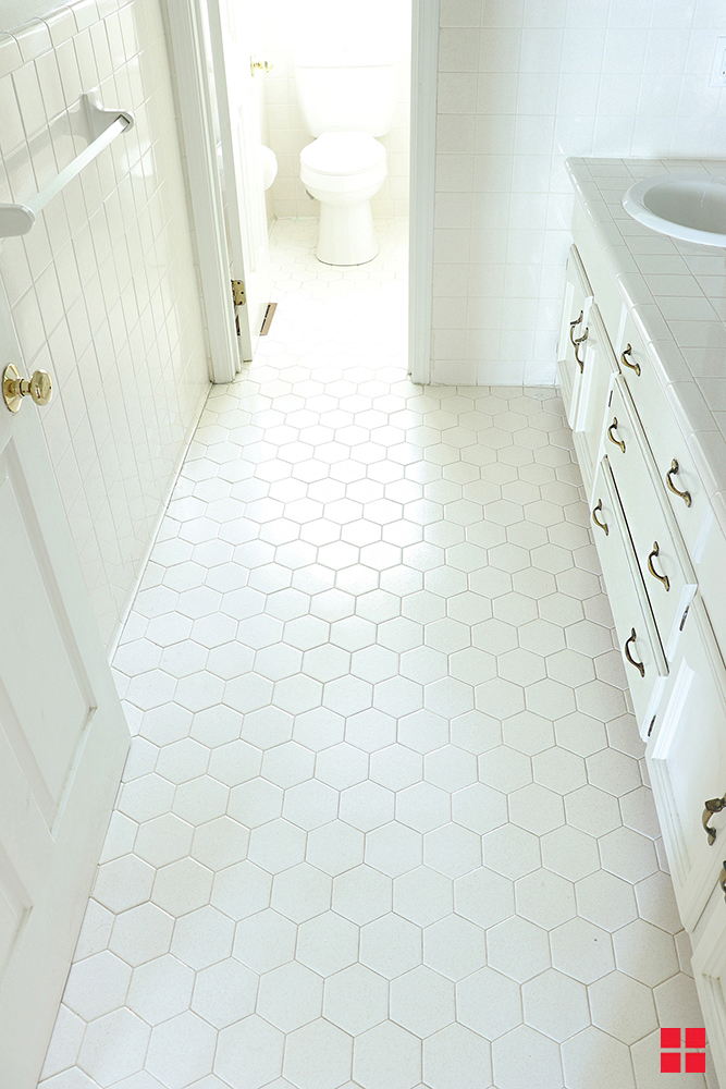 Painted Floor Tile Bathroom Makeover
