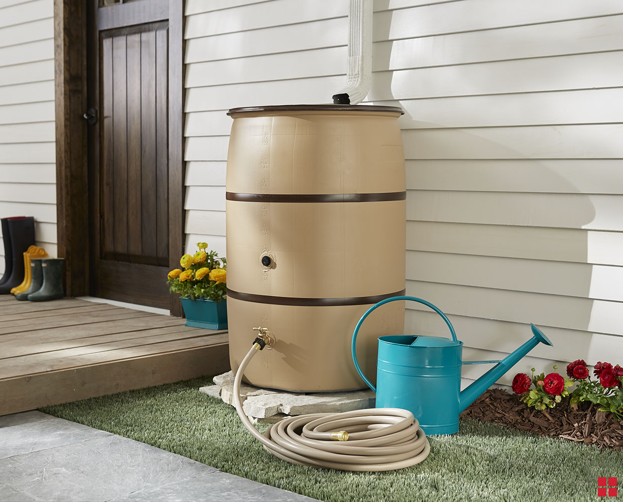 Easily Paint a Rainbarrel Using RustOleum Primer and Spray Paint